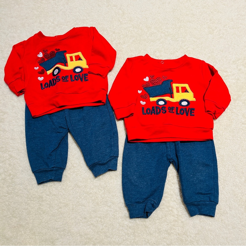 Twin Boy Valentines Outfit Matching Sets